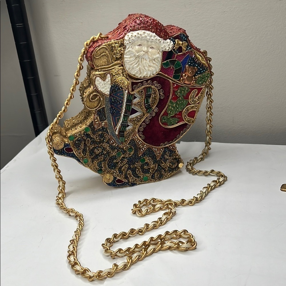 Mary Frances Rare Santa Claus Holiday Jeweled Box Crossbody Shoulder Bag